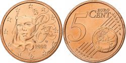 World Coins - France, 5 Euro Cent, BU, 2002, Monnaie de Paris, Copper Plated Steel,