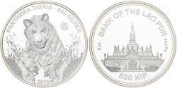 World Coins - Laos, 500 Kip, Panthera Tigris, 2018, F15, Silver,