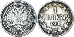 World Coins - Coin, Finland, Alexander II, Markka, 1866, Helsinki, , Silver, KM:3.1