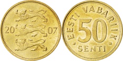 World Coins - ESTONIA, 50 Senti, 2007, KM #24, , Aluminum-Bronze, 19.5, 2.98