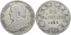 World Coins - ITALIAN STATES, PAPAL STATES, Pius IX, 20 Baiocchi, 1865, Rome, Silver