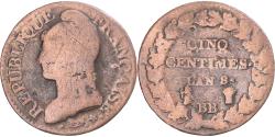 World Coins - Coin, France, Dupré, 5 Centimes, AN 8, Strasbourg, , Copper