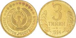 World Coins - Coin, Uzbekistan, 3 Tiyin, 1994, , Brass plated steel, KM:2.2