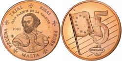 World Coins - Malta, 5 Euro Cent, PRUEBA-TRIAL ESSAI., 2003, Copper Plated Steel,