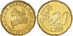 World Coins - Monaco, Rainier III, 20 Euro Cent, 2001, Paris, , Brass, KM:171