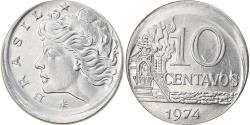 World Coins - Coin, Brazil, 10 Centavos, 1974, error off center strike, , Stainless