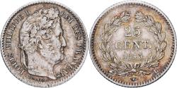 World Coins - France, Louis Philippe I, 25 Centimes, 1845, Rouen, Silver,
