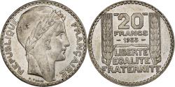 World Coins - France, 20 Francs, Turin, 1933, Paris, Rameaux longs, Silver,