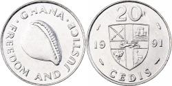 World Coins - Ghana, 20 Cedis, 1991, Nickel Clad Steel, , KM:30