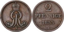 World Coins - German States, HANNOVER, Georg V, 2 Pfennig, 1855, Hannover, Copper,