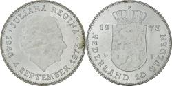 World Coins - Netherlands, Juliana, 10 Gulden, 1973, , Silver, KM:196