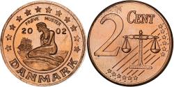 World Coins - Denmark, Margrethe II, 2 Euro Cent, unofficial private coin, 2002, Copper