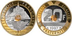 World Coins - Coin, France, Mont Saint Michel, 20 Francs, 1997, Paris, Proof,