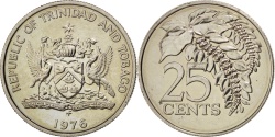 World Coins - TRINIDAD & TOBAGO, 25 Cents, 1976, Franklin Mint, KM #28, ,...