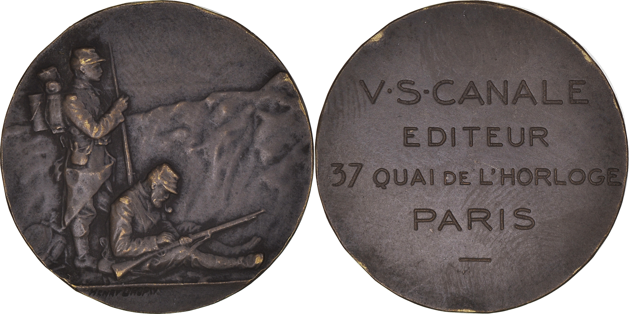 France, Medal, V.S Canale, Soldats de 1914-1918, WAR, Dropsy, , Bronze