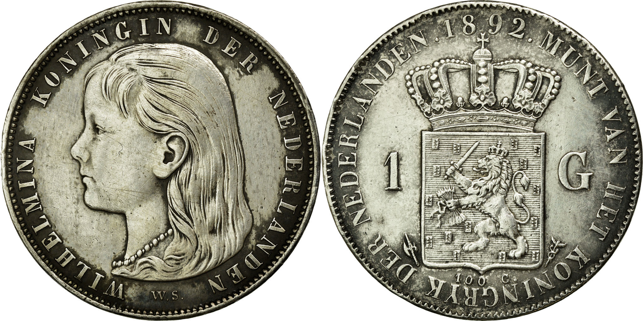 Coin, Netherlands, Wilhelmina I, Gulden, 1892, , Silver, KM:117