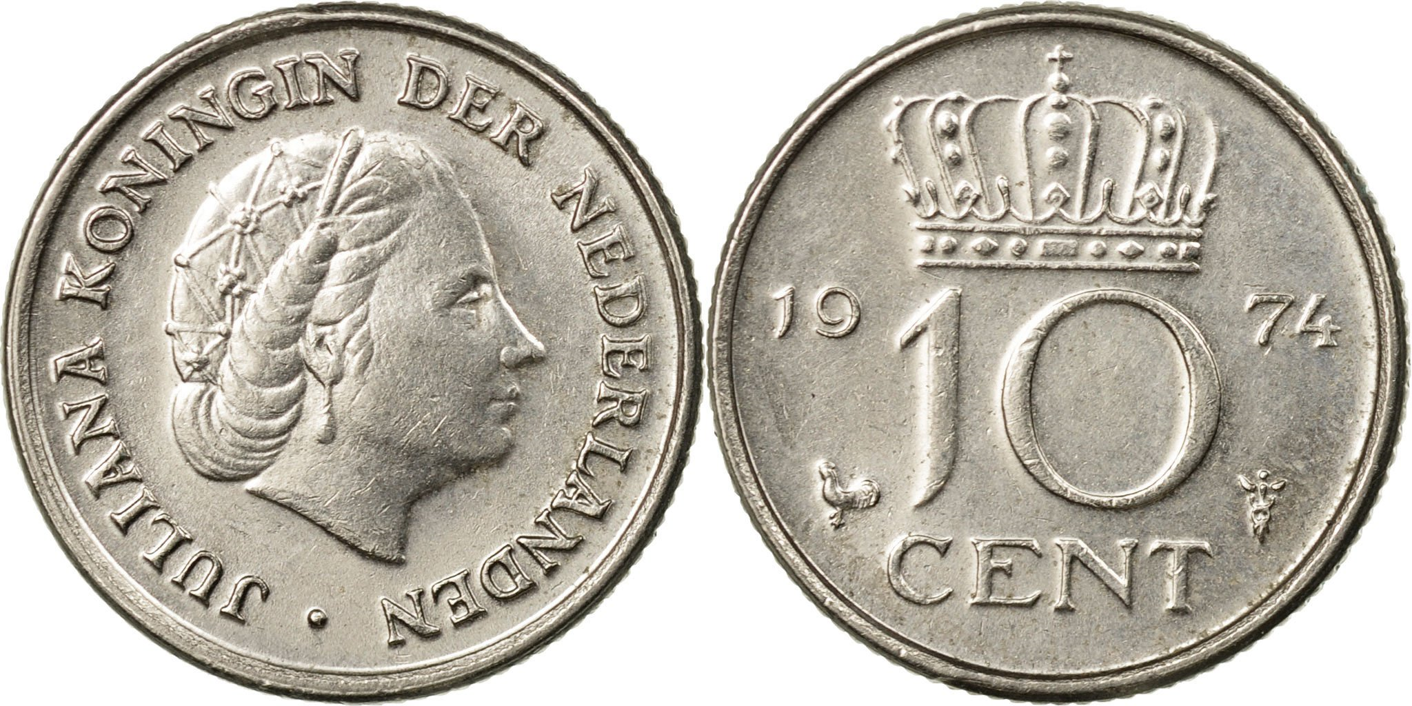 Coin, Netherlands, Juliana, 10 Cents, 1974, , Nickel, KM:182