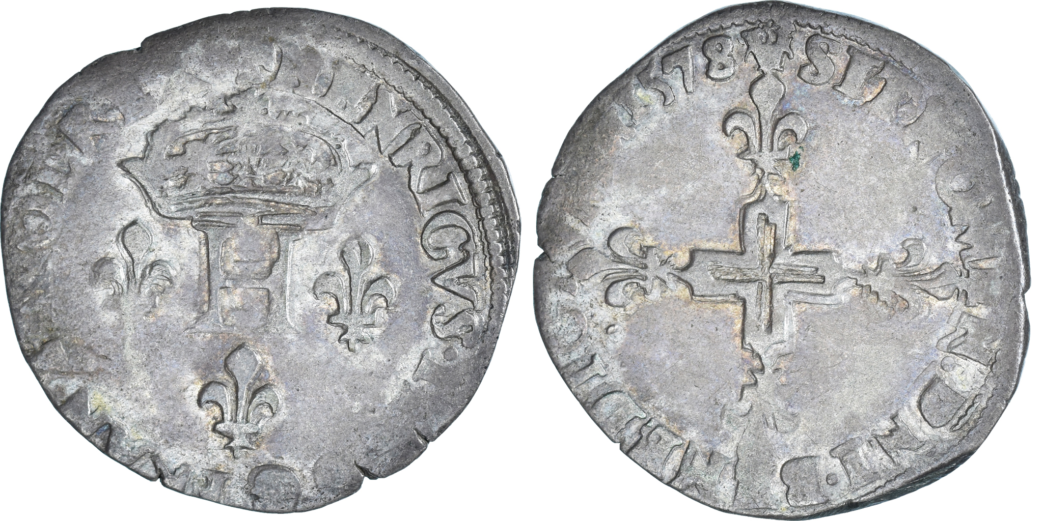 1271619] France, Henri III, Double Sol Parisis, 1580, Paris, Faux d