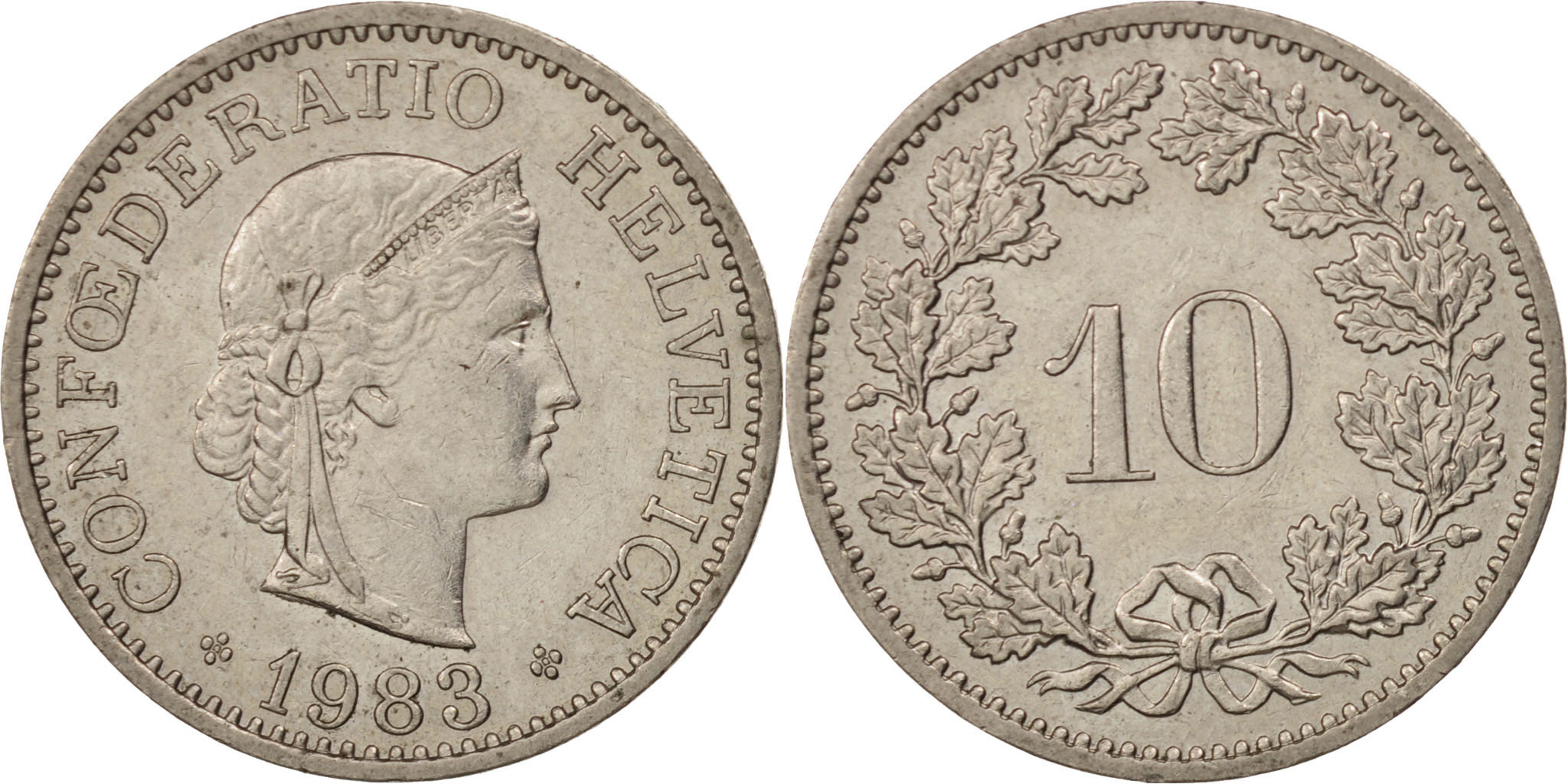 Switzerland, 10 Rappen, 1983, Bern, , Copper-nickel, KM:27 | European Coins