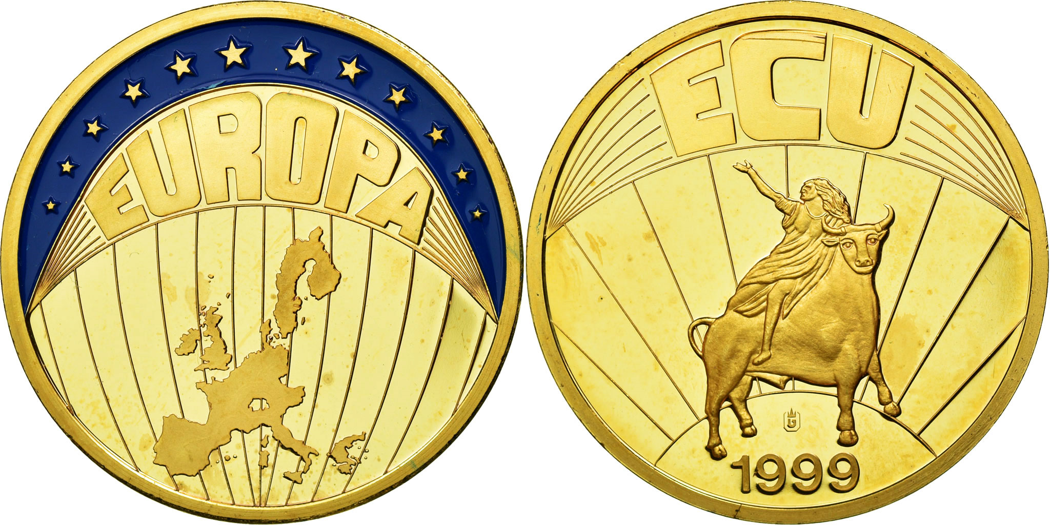 France, Medal, Ecu Europa, 1999, , Copper Gilt | Tokens & Medals