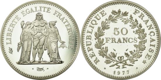 Coin, France, Hercule, 50 Francs, 1977, Piéfort, , Silver, KM:P590