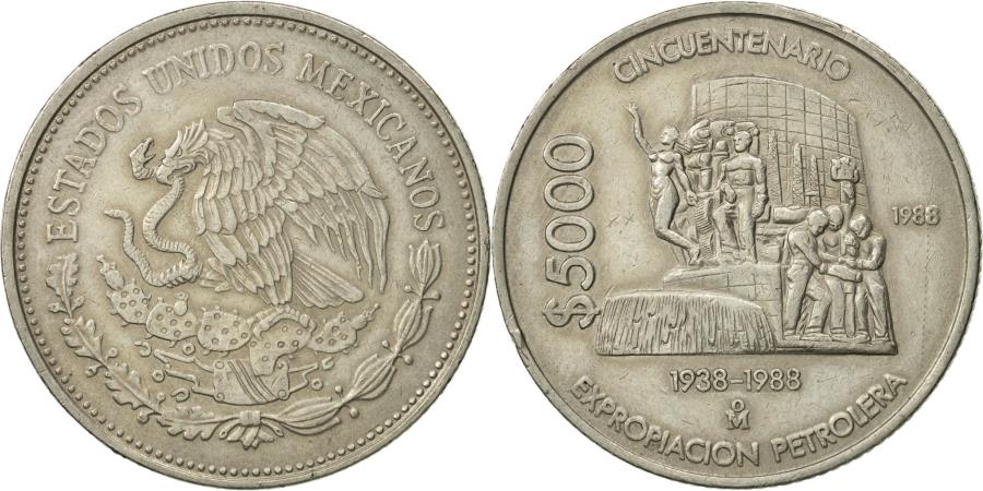 Mexico 5000 Pesos 1988 Mexico City Copper nickel KM 531