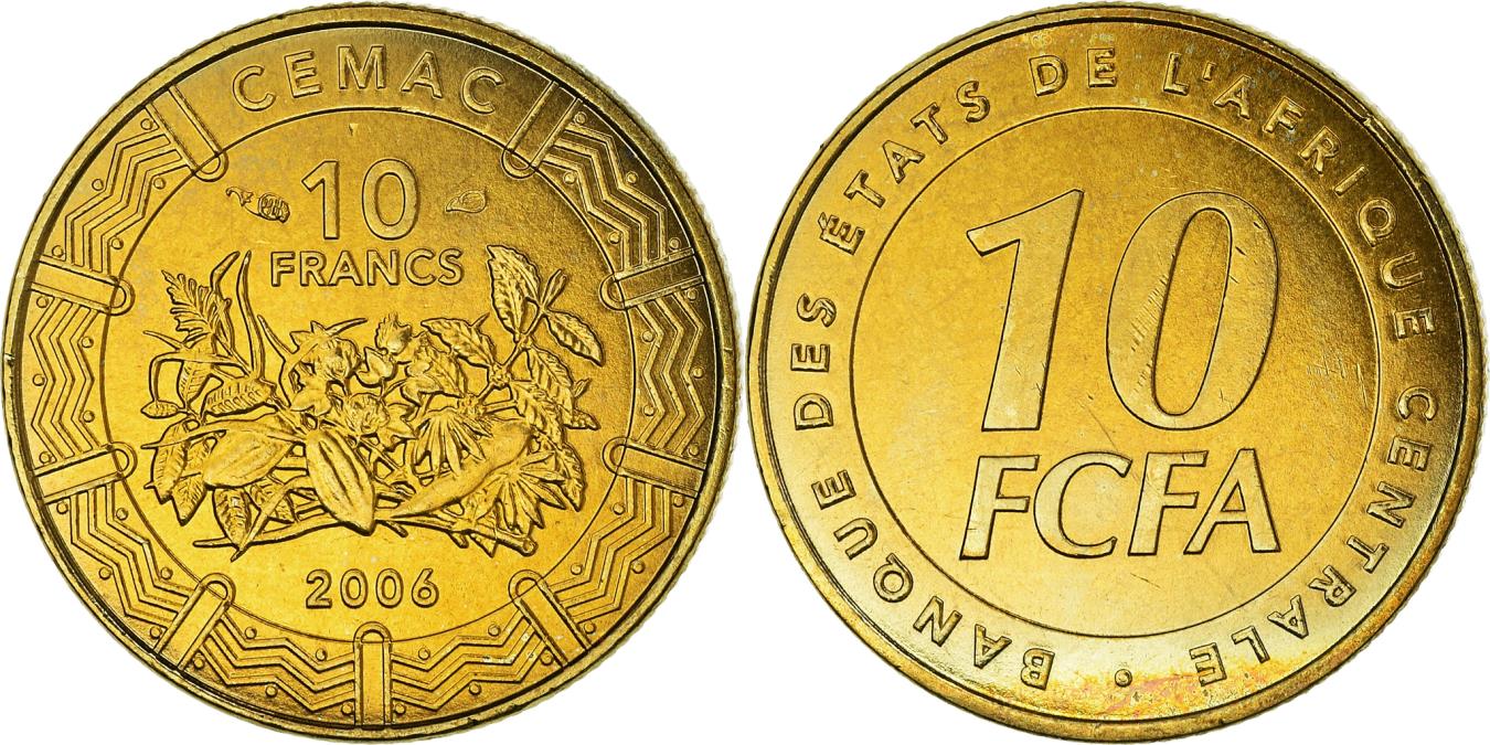 村上隆 M.F Coin N ARS10+ Coin, Central African States, 10 Francs, 2006, Paris, , Brass, KM:19