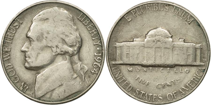 Coin United States Jefferson Nickel 5 Cents 1964 U S Mint 