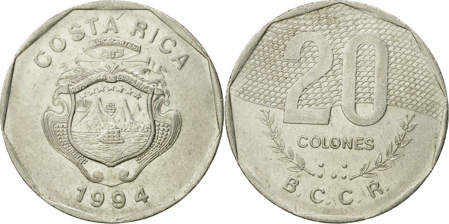 Coin, Costa Rica, 20 Colones, 1994, , Nickel Plated Stainless Steel