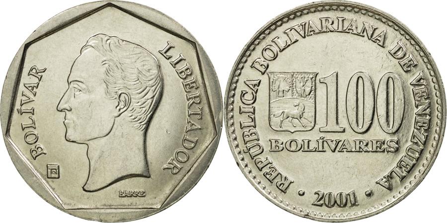 Coin Venezuela 100 Bolivares 2001 Maracay Nickel Clad Steel Coin Venezuela 100 Bolivares 2001