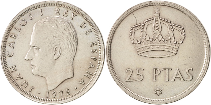 Spain, Juan Carlos I, 25 Pesetas, 1975, , Copper-nickel, KM:808
