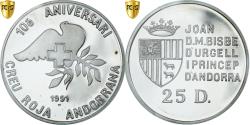 World Coins - Coin, Andorra, Croix Rouge, 25 Diners, 1991, Pobjoy Mint, Proof, PCGS, PR65DCAM