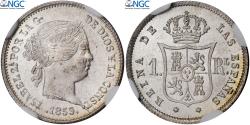 World Coins - Spain, Isabel II, 1 Réal, 1859, Madrid, Silver, NGC,