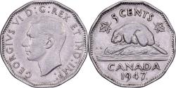 World Coins - Canada, George VI, 5 Cents, 1947, Royal Canadian Mint, Nickel, , KM:39a
