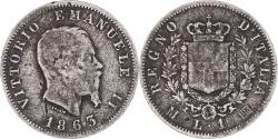 World Coins - Coin, Italy, Vittorio Emanuele II, Lira, 1863, Milan, , Silver, KM:5a.1