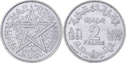 World Coins - Morocco, Mohammed V, 2 Francs, 1370/1951, Paris, Aluminum, , KM:47