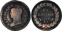 World Coins - Coin, France, Dupré, Decime, AN 8, Metz, Hybrid issue, , Bronze