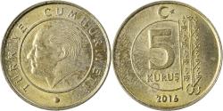 World Coins - Coin, Turkey, 5 Kurus, 2016