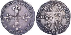 World Coins - France, Henri IV, 1/4 Écu de Navarre, 1605, Saint-Palais, Silver,