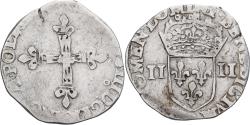 World Coins - Coin, France, Henri III, 1/4 Ecu, Rennes, , Silver, Gadoury:494