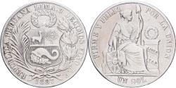 World Coins - Peru, SOUTH PERU, Sol, 1887, Santiago, Silver, , KM:196.22
