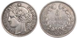 World Coins - Coin, France, Cérès, 5 Francs, 1870, Bordeaux, , Silver, KM:818.2