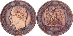 World Coins - France, Napoleon III, 5 Centimes, 1854, Marseilles, Bronze,