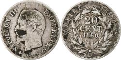 World Coins - France, Napoleon III, 20 Centimes, 1860, Strasbourg, Silver,