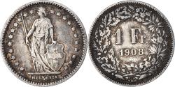 World Coins - Coin, Switzerland, Franc, 1908, Bern, , Silver, KM:24