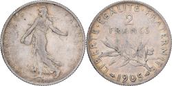 World Coins - France, 2 Francs, Semeuse, 1905, Paris, Silver, , Gadoury:532, KM:845.1