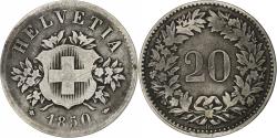World Coins - Switzerland, 20 Rappen, 1850, Strasbourg, Billon, , KM:7