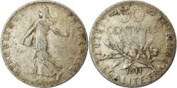 World Coins - Coin, France, Semeuse, 50 Centimes, 1911, Paris, , Silver, KM:854