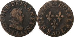 World Coins - France, Louis XIII, Double Tournois, 1628, Paris, Copper,
