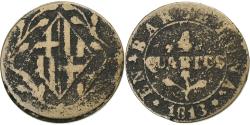 World Coins - Principality of Catalonia, 4 Quartos, 1813, Barcelona, Cast Copper,